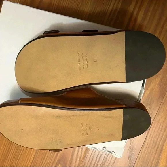 NIB Isabel Marant Folk Laser Lennyo Leather Sandals Cognac Tan Brown 8 1/2 - Picture 10 of 14
